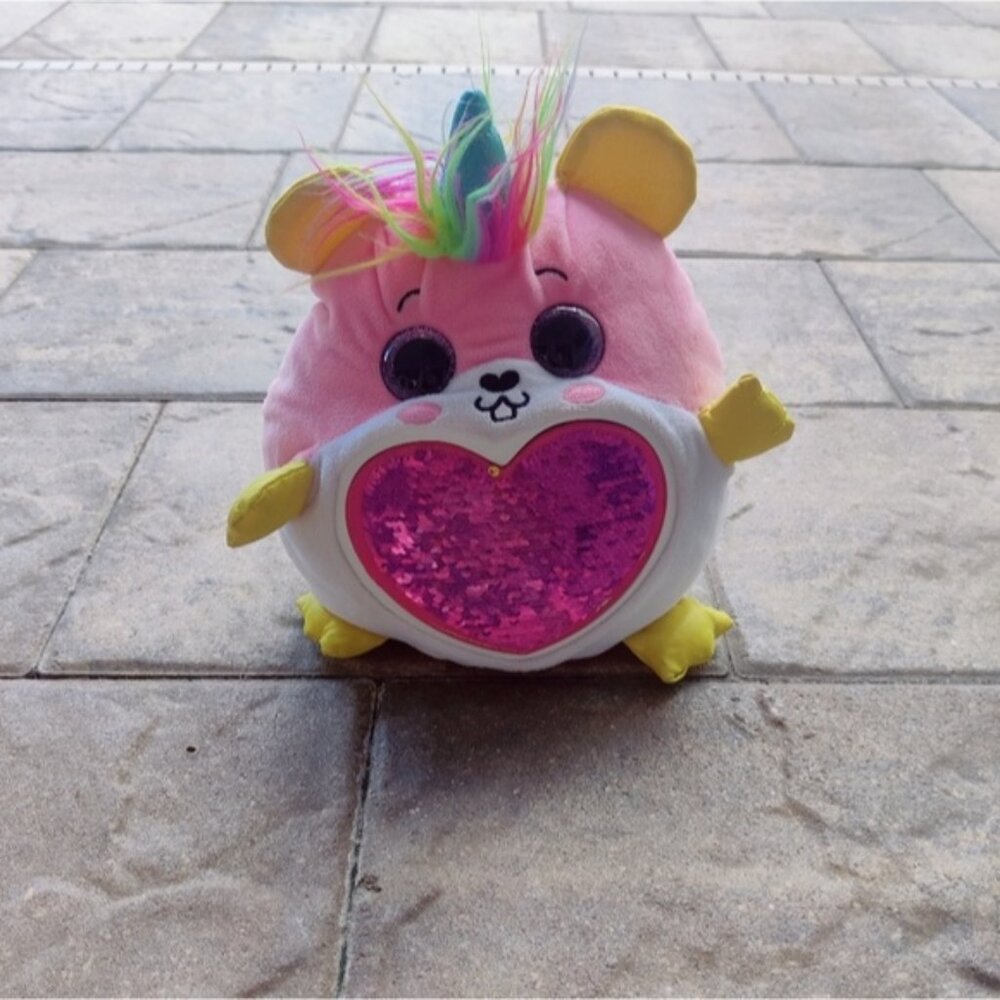 RAINBOCORN Plush Hamster Pink with Heart and Wings Zuru Inc 10" Height